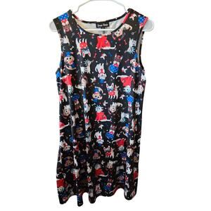 Dress Works Patriotic Puppy Dress M Womens Mini Multicolor 4th Of July Pullover